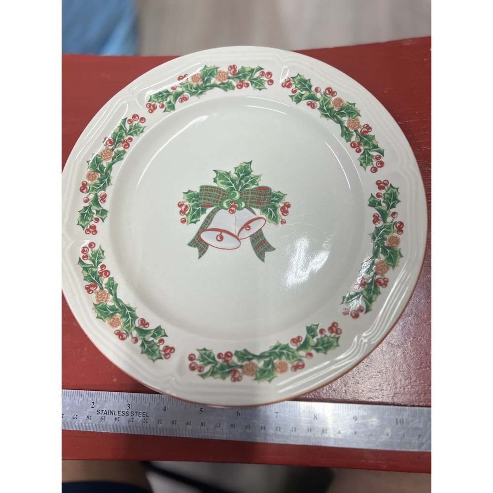 Sango: JINGLE BELLS 4700-42 Christmas Stoneware: Dinner Plate 1989